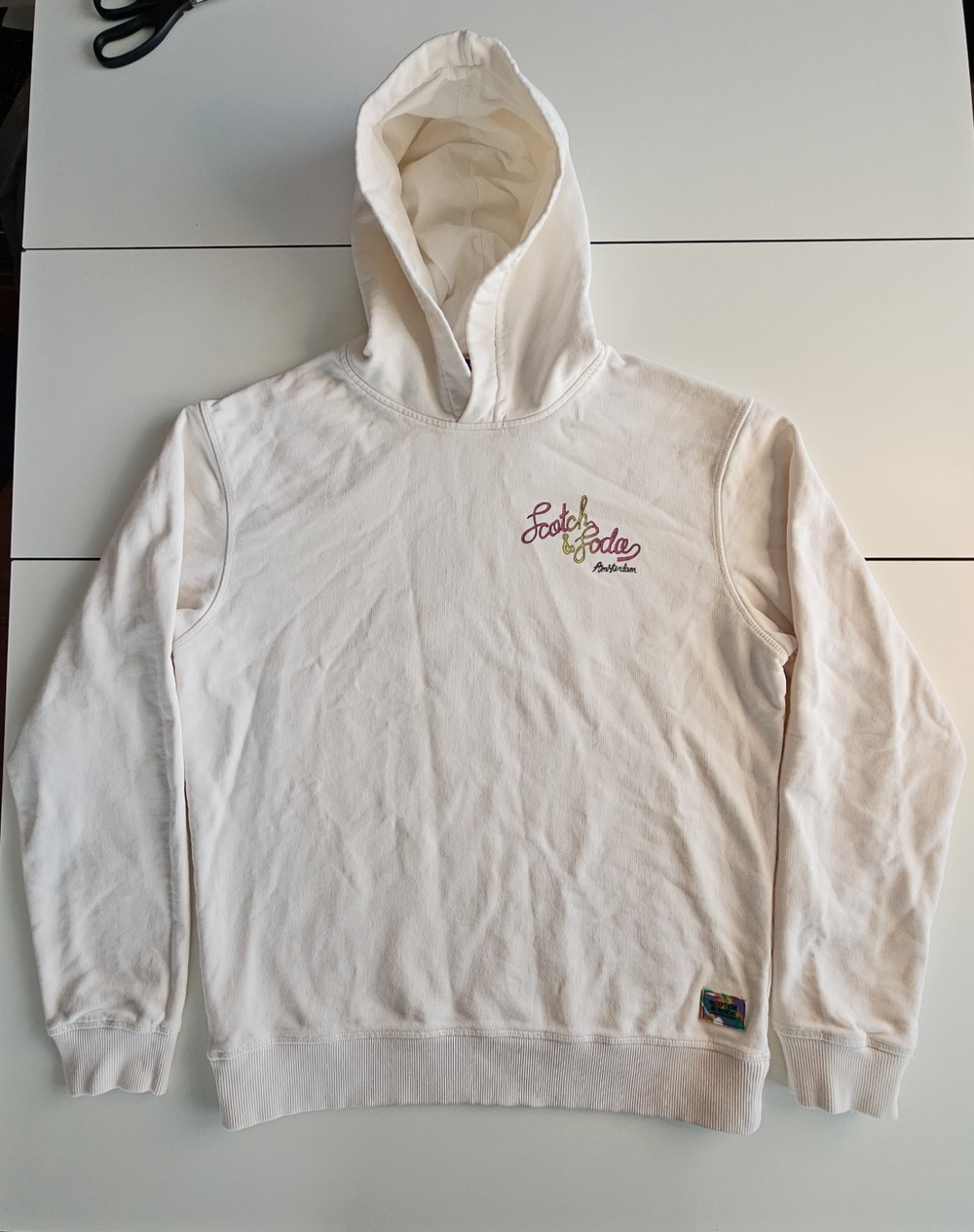 Scotch & Soda Out of This Planet Hoodie Mens M Cream Graphic Amsterdam